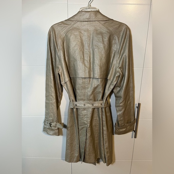 Michael Kors Shimmering Metallic Gold Belted Trench Coat - Picture 5 of 16